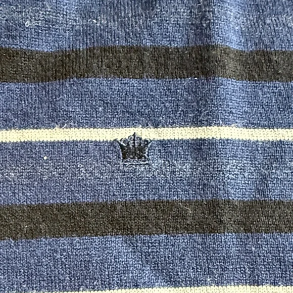 Louis philippe Men's Blue Striped Half-Zip Sweater - xl - merino - Picture 4 of 8